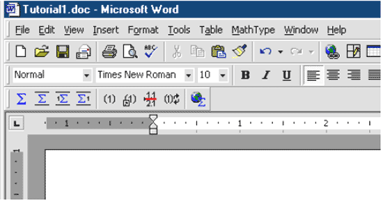 Interface Microsoft Word after installing MathType...
